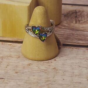 Elegant Heart Ring with Multicolor Stones